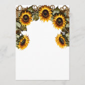 Pretty Yellow sunflower with art frame wedding Menu (Achterkant)