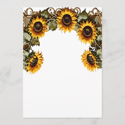 Pretty Yellow sunflower with art frame wedding Menu (Achterkant)