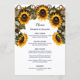 Pretty Yellow sunflower with art frame wedding Menu