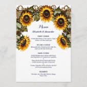 Pretty Yellow sunflower with art frame wedding Menu (Voorkant)