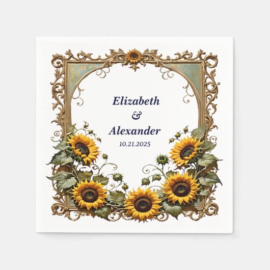 Pretty Yellow sunflower with art frame wedding Servet (Voorkant)