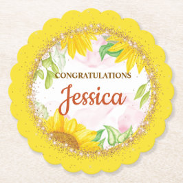 Pretty Yellow Sunflowers Baby Shower Kartonnen Onderzetters