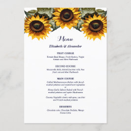 Pretty Yellow sunflowers wedding Menu
