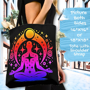 Pretty Yoga Meditatie Design op een Zwarte Tote Bag