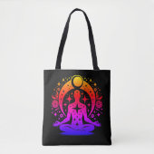 Pretty Yoga Meditation Design on a Black Tote Bag (Voorkant)