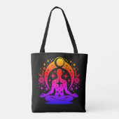 Pretty Yoga Meditation Design on a Black Tote Bag (Achterkant)
