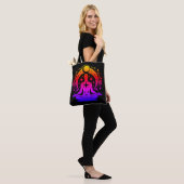 Pretty Yoga Meditation Design on a Black Tote Bag (Op model)