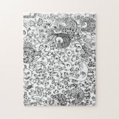 Pretvogel zwart-wit decoratief patroon legpuzzel (Verticaal)