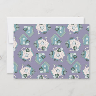 Pretvogelhuisontwerp paars blauw wit kaart