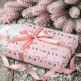 Pretwerkplaats van de Roze Kerstelf Speelgoedfabri Cadeaupapier
