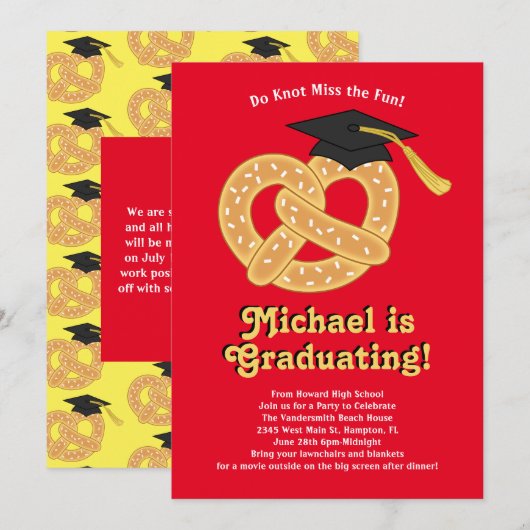 Pretzel Afstudeerfeestje Kaart (Voorkant / Achterkant)