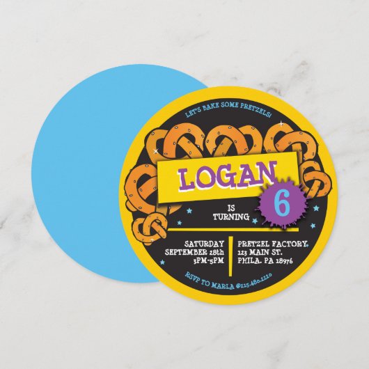 PRETZEL BAKING Uitnodiging voor verjaardagsfeest (Voorkant / Achterkant)