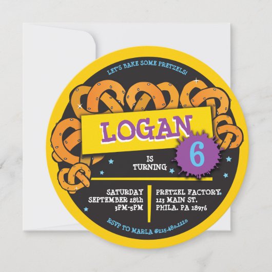 PRETZEL BAKING Uitnodiging voor verjaardagsfeest (Voorkant)