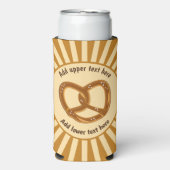 Pretzel Burst geknoopt brood & 2 regels tekst op u Seltzer Blikjeskoeler (Seltzer Voorkant)