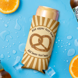 Pretzel Burst geknoopt brood & 2 regels tekst op u Seltzer Blikjeskoeler