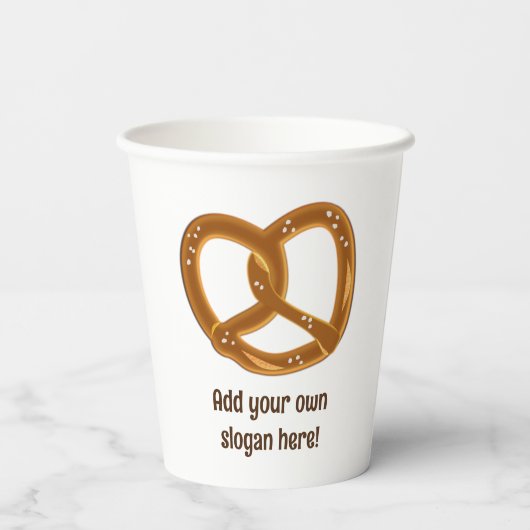 Pretzel Design - Duitse Brood Twist - Jouw tekst o Papieren Bekers (Achterkant)