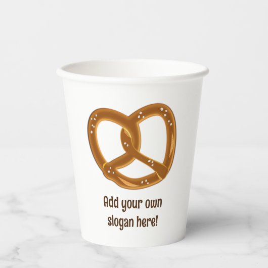 Pretzel Design - Duitse Brood Twist - Jouw tekst o Papieren Bekers (Voorkant)