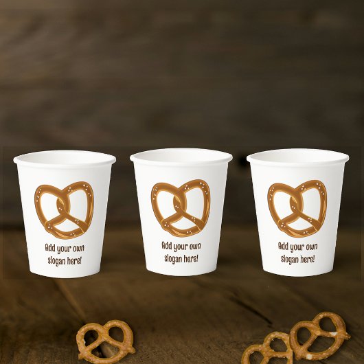 Pretzel Design - Duitse Brood Twist - Jouw tekst o Papieren Bekers