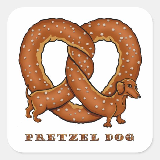 Pretzel Dog Dachshund Vierkante Sticker (Voorkant)