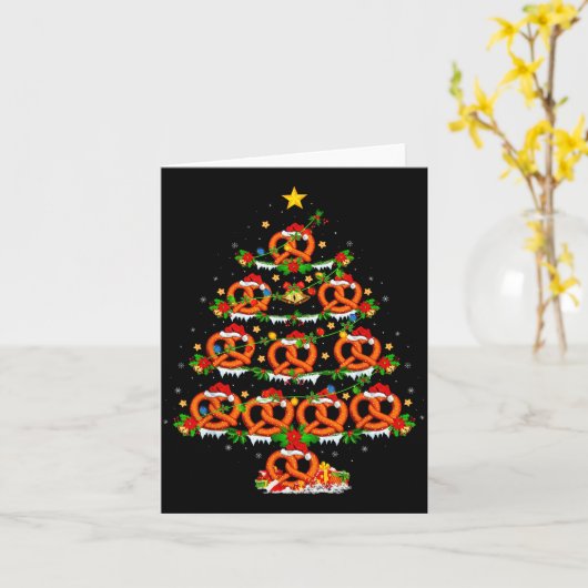Pretzel Lover Xmas Lighting Pretzel Christmas Tree Kaart (Gele Bloem)