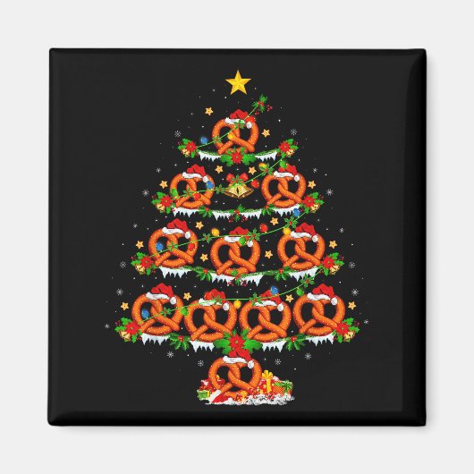 Pretzel Lover Xmas Lighting Pretzel Christmas Tree Magneet (Voorkant)