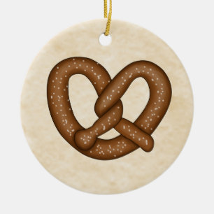 Pretzel met Beige Bkgd Ornament