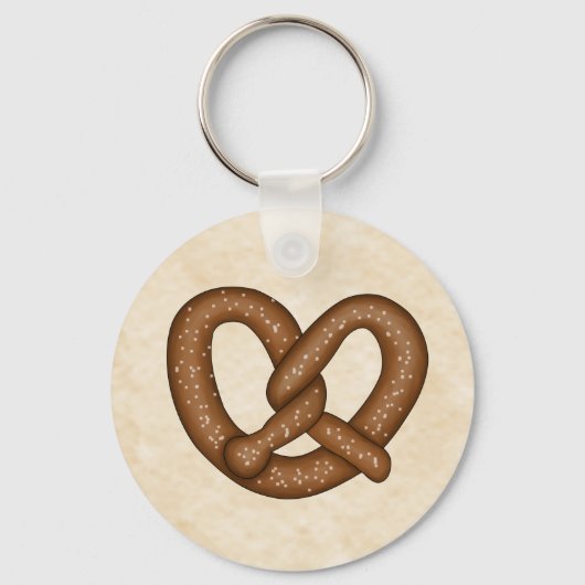 Pretzel met Beige Bkgd Sleutelhanger (Voorkant)