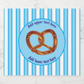 Pretzel op Beierse Blauwe / Witte Streep - uw teks Bier Etiket (Enkel label)