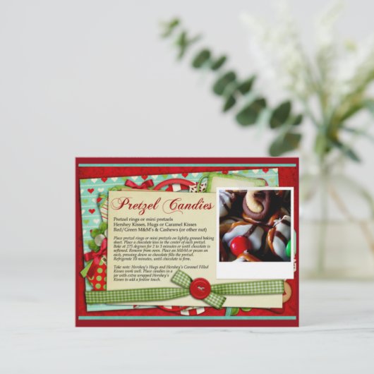 Pretzel Snoep Kerstrecept KAART (Staand voorkant)