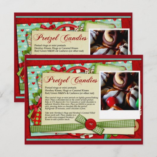 Pretzel Snoep Kerstrecept KAART (Voorkant / Achterkant)