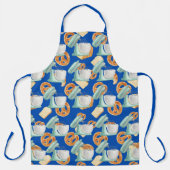 Pretzels, brood en mixers blauw schort (Voorkant)