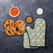 Pretzels, brood en mixers groenblauw ovenwant & pannenlap set