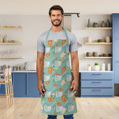 Pretzels, brood en mixers groenblauw schort