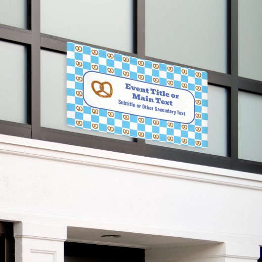 Pretzels Check Duits Oktoberfest Blauw & Wit DIY Spandoek (Buitenkant Gebouw)