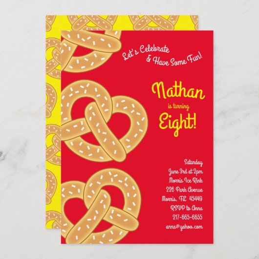 Pretzels Kinderverjaardagsfeestje Kaart (Voorkant / Achterkant)