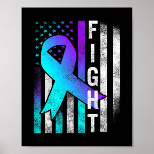 Preventie Awareness Fight Amerikaanse vlag Blauwgr Poster