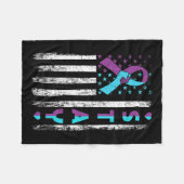 Preventie Bewustzijn Blijf Roze en Blauwgroen Lint Fleece Deken (Voorkant (Horizontaal))