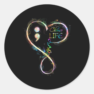 Preventie Bewustzijn Semicolon Kies Leven Ronde Sticker
