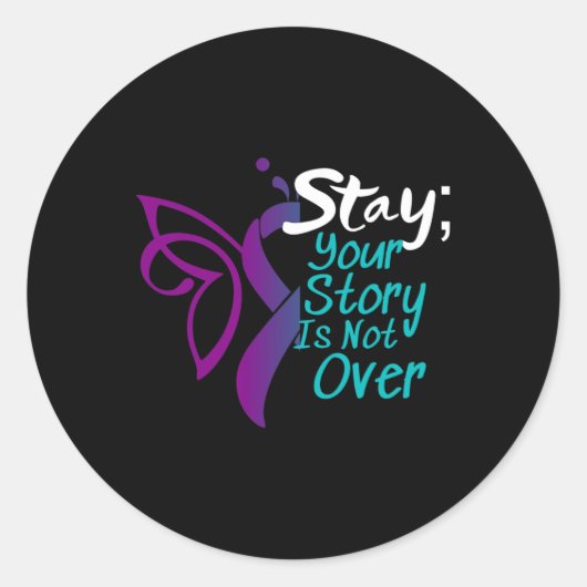 Preventie Bewustzijn Semicolon Verblijf Ronde Sticker (Voorkant)