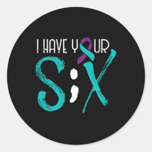 Preventie Bewustzijn Semicolon Zes Ondersteuning Ronde Sticker