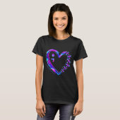 Preventie bewustzijn turquoise paarse hart libel t-shirt (Voorkant volledig)