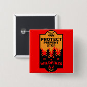 Preventie van bosbranden vierkante button 5,1 cm (Voorkant /achterkant)