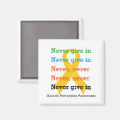 Preventie van zelfmoord GEEF NOOIT IN Churchill Qu Magneet (Voorkant / Achterkant)