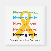 Preventie van zelfmoord GEEF NOOIT IN Churchill Qu Magneet (Voorkant)