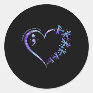 Preventie van zelfmoord Week Hart Puntkomma Ronde Sticker