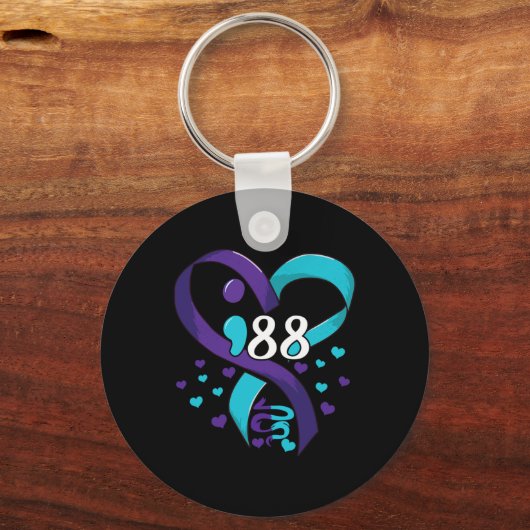 Prevention Awareness 988 Heart Teal And Purple Sleutelhanger (Voorkant)