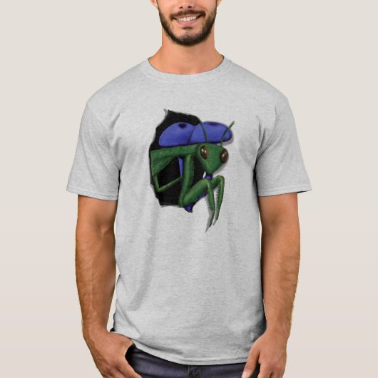 Preying Mantis kijkt uit het gat T-shirt (Voorkant)