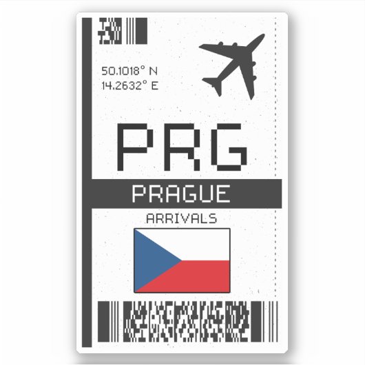PRG Praag Boarding Pass - Tsjechië Reizen Sticker (Voorkant)