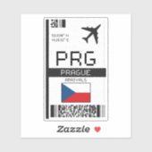 PRG Praag Boarding Pass - Tsjechië Reizen Sticker (Vel)