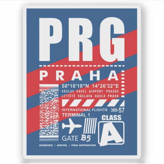 PRG Prague luchthaven Sticker (Voorkant)